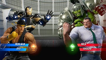 Black Iron Man & Black Ryu Vs Battle Hulk & Hagger Very Hard Marvel Vs Capcom Infinite