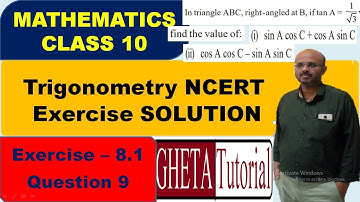 trigonometry exercise 8.1 solution question 9 I In triangle ABC, right-angled at B, if tan A = 1/3