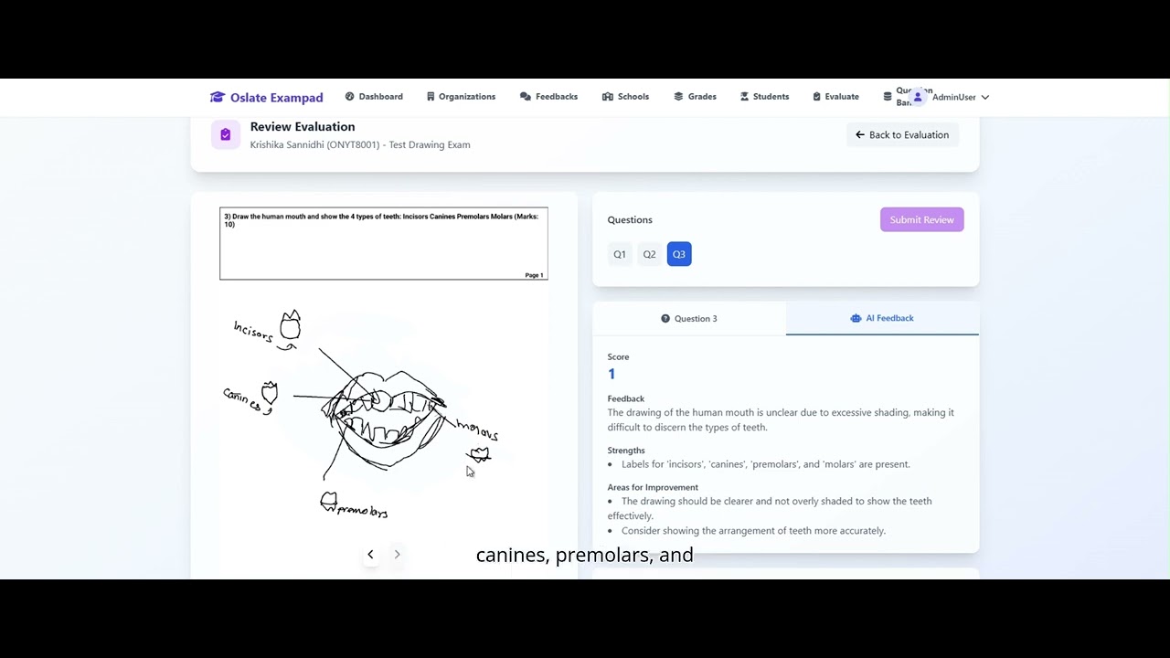 oSlate AI Drawing Test | Class 8 Biology Diagrams Handwritten and Evaluated Instantly