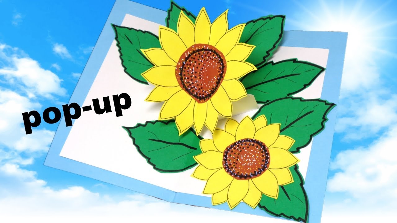 Pop Up Card 作り方 A Sunflower ひまわりポップアップカード 花 Youtube