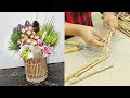 Make a Flower Vase with Wood Stick || How to make Stick Flower Vase and flower arrangement