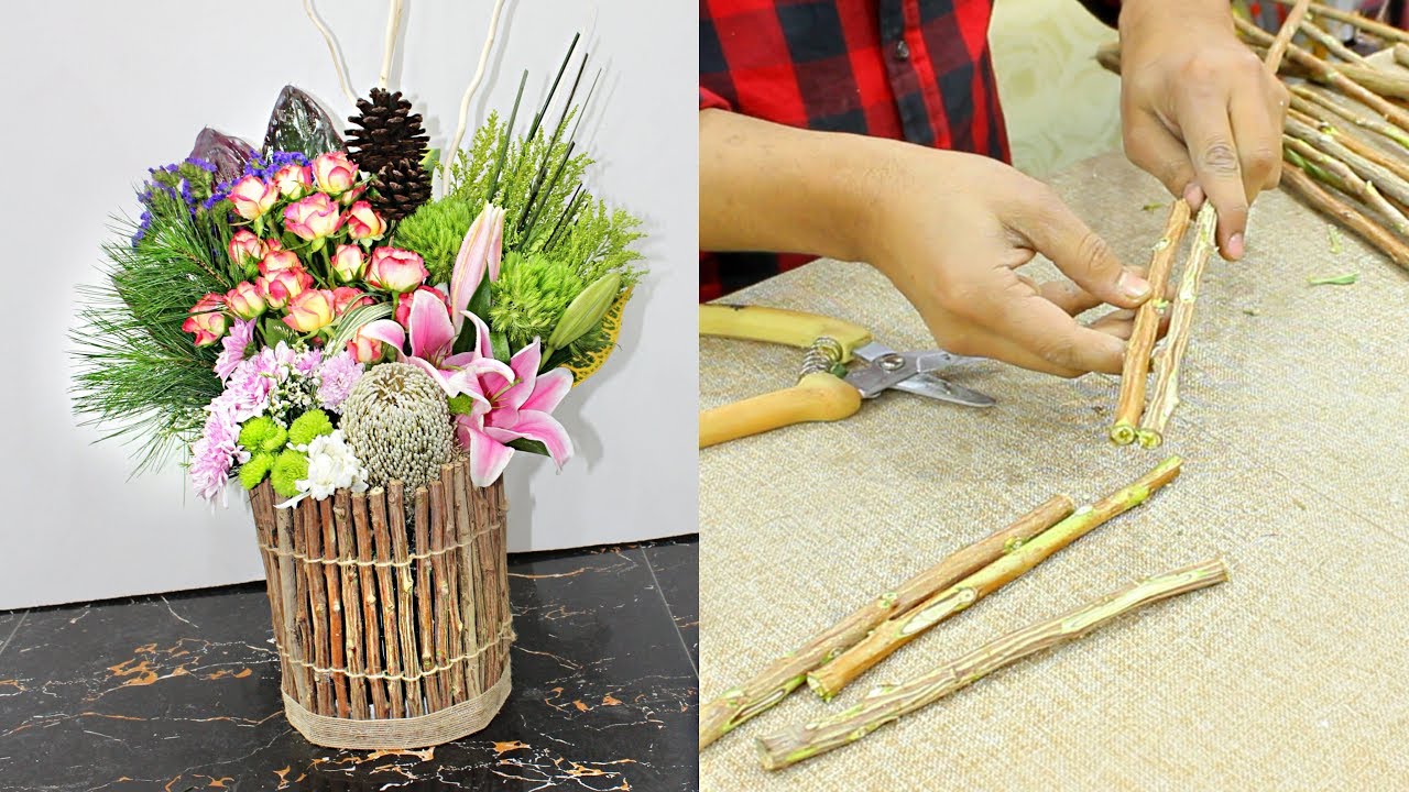 Make a Flower Vase with Wood Stick