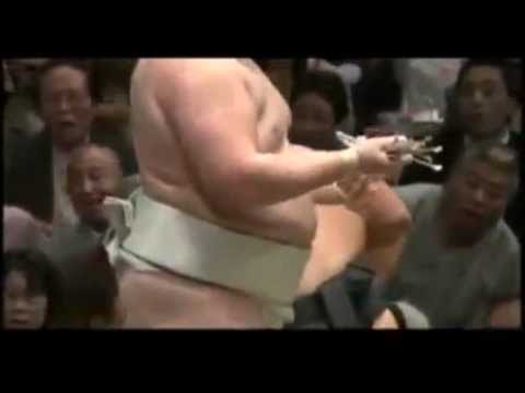 Sumo Wrestlers Knock Out Ref