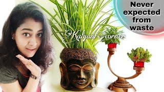 Buddha planter + candle holder from fevicol container | Plastic bottle craft ideas | diy planters