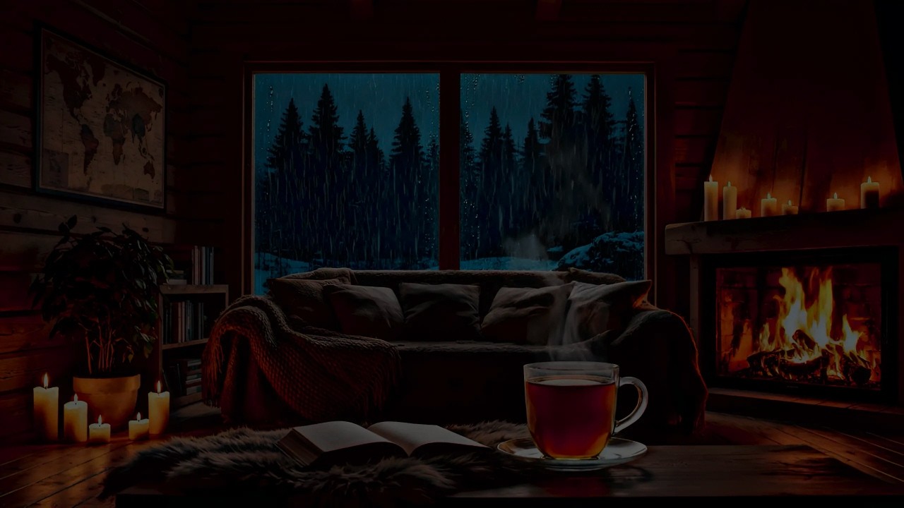 Cozy Cabin Rainstorm 🌧️🔥 Deep Sleep with Crackling Fireplace