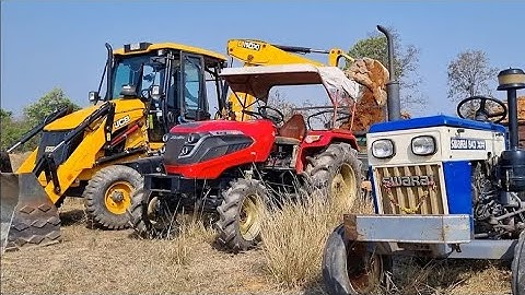 Jcb 3dx Backhoe Loader Loading Red MudIn Mahindra and Swaraj Tractor | Jcb andTractor Cartoon