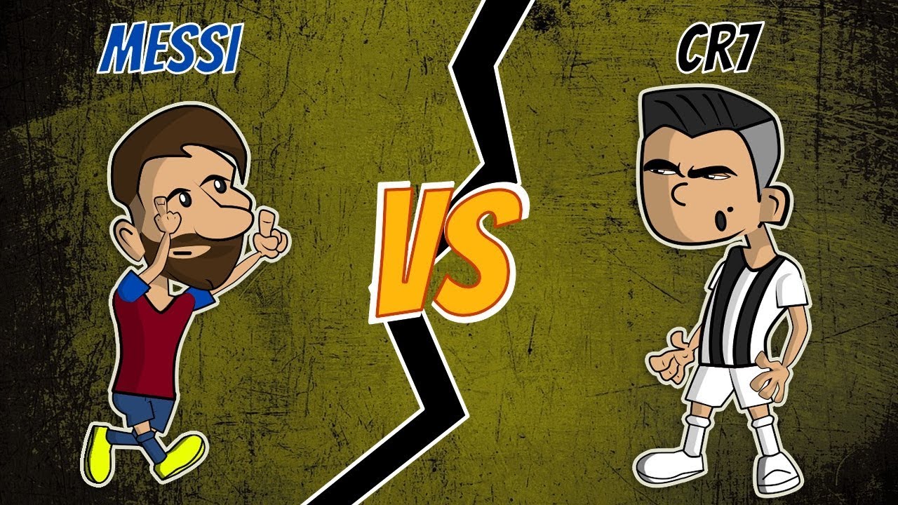 Ronaldo Messi Cartoon - Hd Football