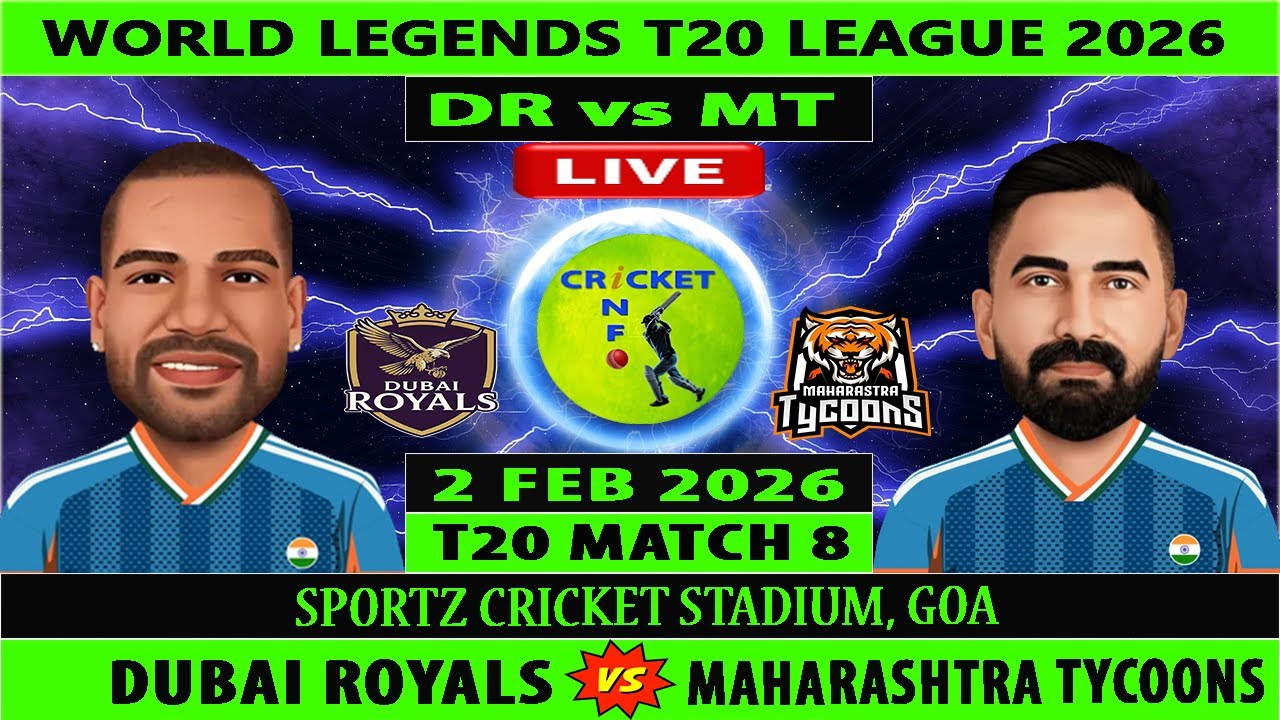 Dubai Royals vs Maharashtra Tycoons | DR vs MT Live | 15th Match of World Legends T20 League 2026