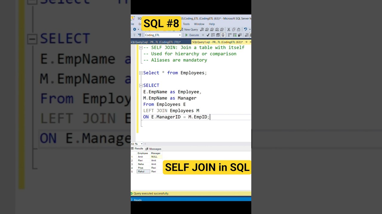SQL | SELF JOIN in SQL | 