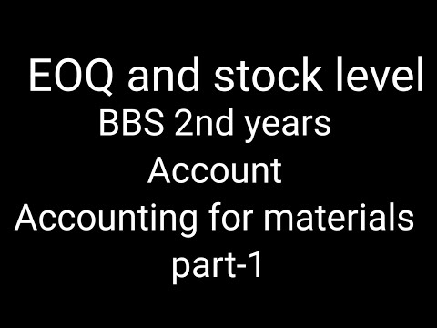 BBS 2nd years ## cost and management accounting ## Accounting for materials ## EOQ and stock level