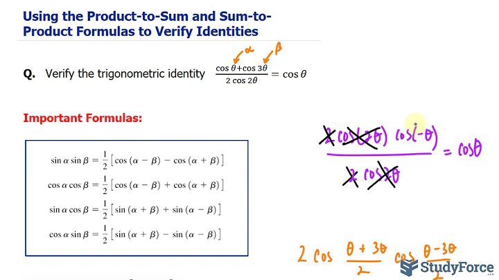 Verify Identities Using the Product-to-Sum Formulas