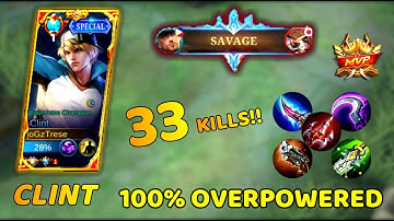 33 KILLS!! CLINT 100% OVERPOWERED - GAMEPLAY AND BUILD ~ MLBB 2023