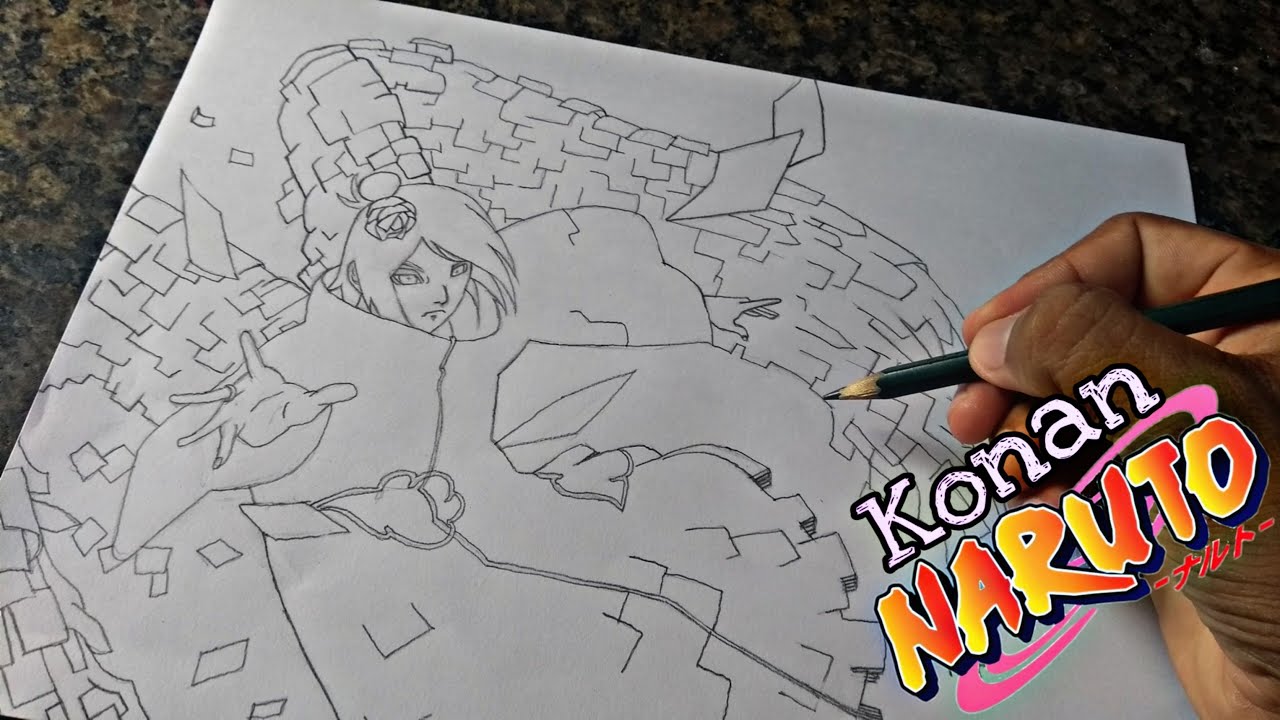 Como Desenhar a Konan - Naruto / Akatsuki - Passo a passo 