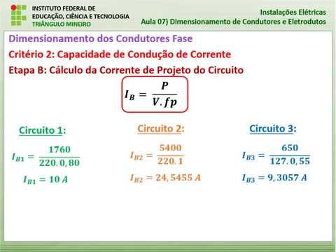 Instalações Elétricas - Aula 07: Exemplo de Dimensionamento de ...
