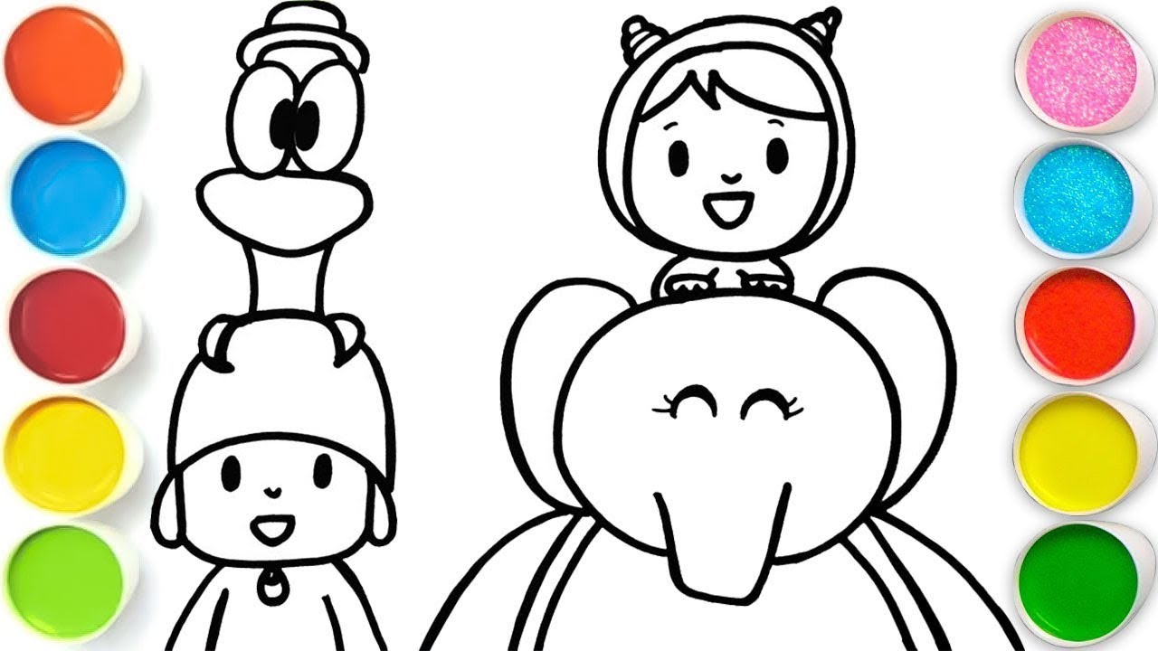 Pocoyo And Pato Cartoon Drawing, Painting & Coloring For Kids and Toddlers_ Child Art