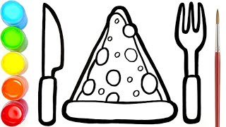 Pizza Dan Alat Set Makan Mewarnai Dan Menggambar Untuk Anak-Anak