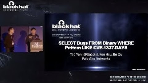 Select Bugs From Binary Where Pattern Like CVE-1337-Days