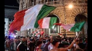 Italy won the semi-finals against Spain Italian People celebrate the win on the streets