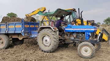 JCB 3DX Loading Mud In Tractor | Powertrac 439 DS And Mahindra 575 Di | Jcb And Tractor Video
