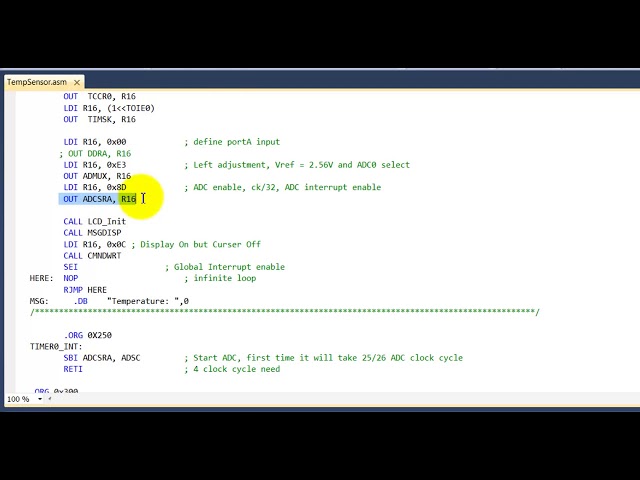 11 Atmega32 Assembly Tutorial- LM35 Sensor and LCD Display interfacing AVR ATmega32 - YouTube