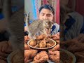 chicken leg piece mutton mukbang eating with cat