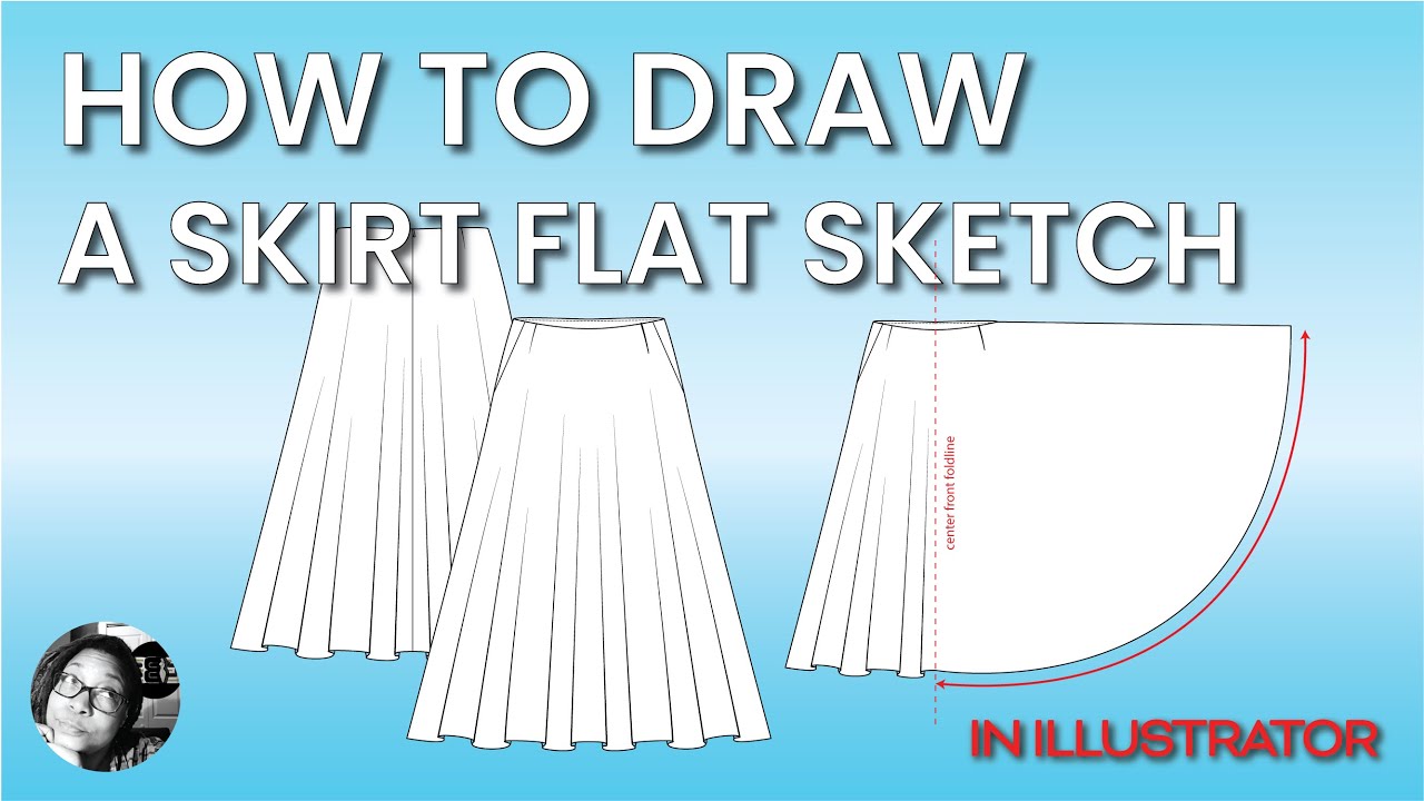 V51 Free Illustrator Maxi Skirt Flat Drawing - Designers Nexus