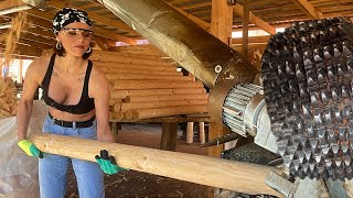 : Skilled Woman Takes on Heavy-duty Woodworking at the Sawmill.