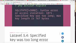 How to fix specified key was too long error laravel 2018 How to fix specified key was too long error laravel 2018