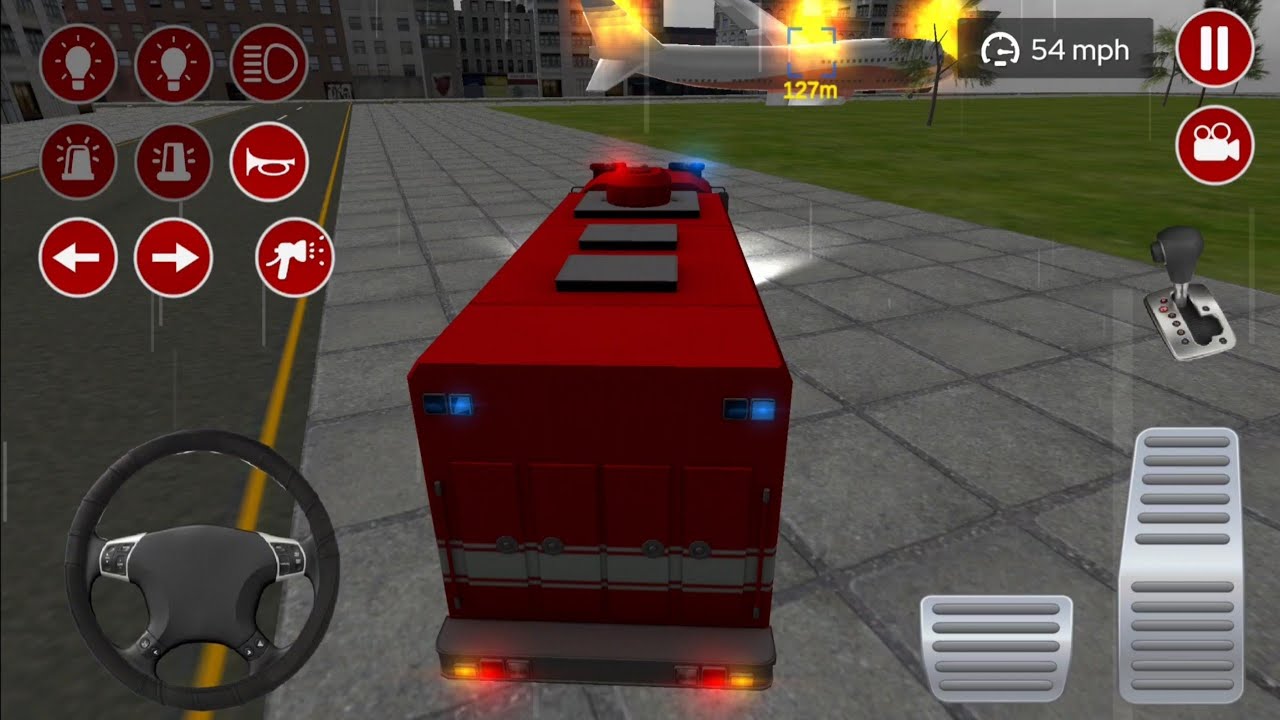 city plane crash and building emergency fire rescue real fire truck driving simulator