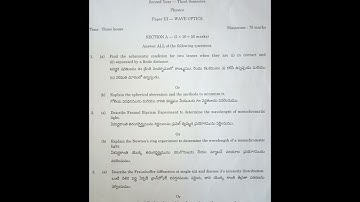 ANU Third sem pHYSICS Paper 2021 (wave optics)