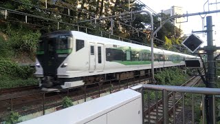 【飯田橋駅】神タイミング！2種の特急形車両の通過と総武線各駅停車の連続発車（JR東日本E257系、E231系電車）JR EAST Iidabashi Station Tokyo JAPAN TRAIN