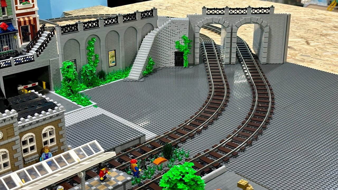 City Train Track Tunnel Exit Entrance for Lego Kit Building Blocks