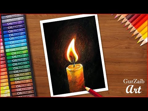 How to draw Candle drawing with oil pastels - step by step ( very easy) beginners can draw