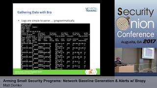 Security Onion 2017: Network Baseline Generation & Alerts w Bropy by Matt Domko screenshot 1