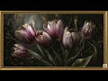 Vintage Dark Red Roses Painting | Gold Frame TV Art | Art Screensaver for TV 2 Hrs