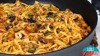 PASTA CON BERENJENAS Y ATÚN.  Deliciosa, fácil y rápida receta de pasta que la comemos cada semana