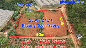 2500m2 giá 1,7 tỉ xã Xuân Thọ, Đà Lạt. Đất cách Đà Lạt 13km, cách quốc lộ 20 là 5km, đường 5 mét