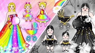 Rainbow vs Black Pregnants Mom & Baby Costume Dress Up - Barbie Family Contest | WOA Barbie House