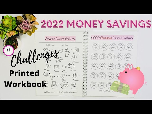 PINKECLOTH 2022 MONEY SAVINGS CHALLENGE WORKBOOK, PRINTED, 11 CHALLENGES