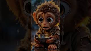 Monkey saves a puppy in the rain. #monkeystories #kindnessmatters #babymonkey #viral #hearttouching