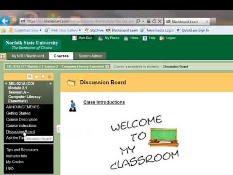 NSU SEL 921A Blackboard Discussion Board Tutorial WMV Revised.wmv