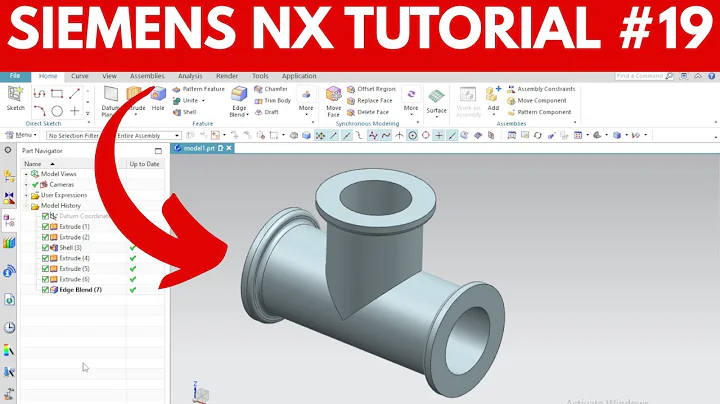 Siemens NX CAD Tutorial | How to Model a Pipe Tee Fitting Step by Step
