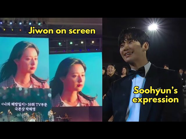 SOOHYUN'S SMILE FADED WHEN HE SAW JIWON WITH OTHER MAN IJBOL😭 Soohyun being obvious at Baeksang class=