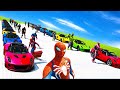 Carros loucas com homem aranha e heris crazy cars and spiderman hallenge on stunts ramp gta 5