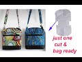 Just with one rectangle piece of cloth -multi pockets sling bag with zipper - mobile bag/cloth bag