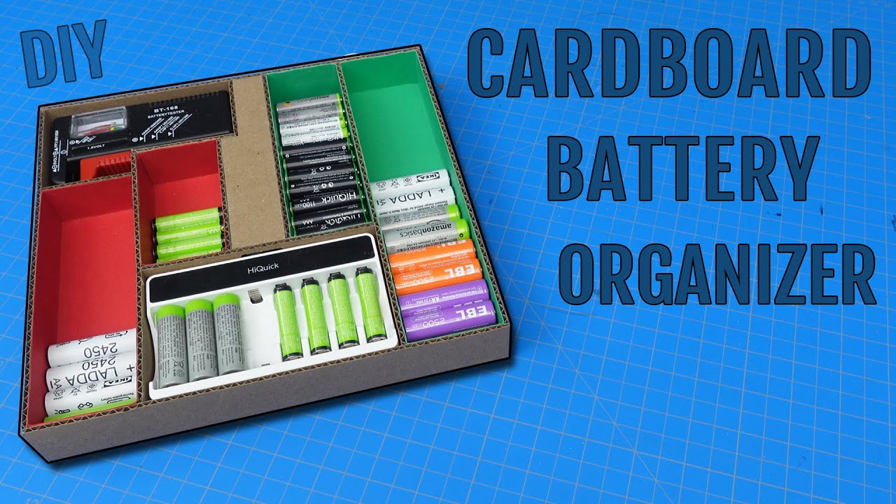 🔋 Batteries Organizer + Charger from CARDBOARD - DIY 