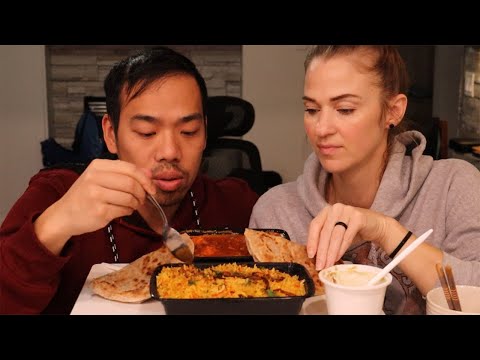 INDIAN FOOD MUKBANG - CHICKEN TIKKA MASALA, LAMB BIRYANI & PARATHAS