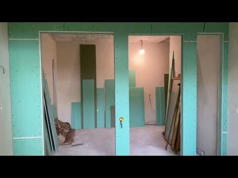 Перегородка с нишами под стеклоблоки. Монтаж гипсокартона. - YouTube