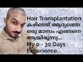 Hair Transplantation Complete Malayalam Review #After My Transplantation 0 TO 30 Days Experience #