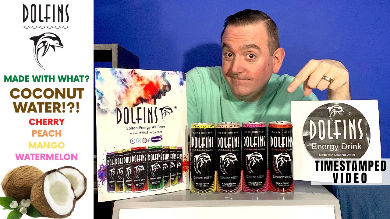 Energy Drink made with COCONUT WATER! Dolfins Energy Drink Product
